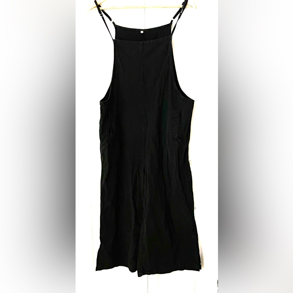 Black Wide Leg Lightweight Romperall With Pockets